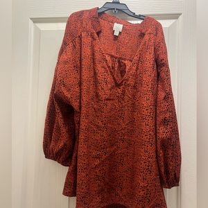 Womens roan&ryan orange black white long sleeve blouse